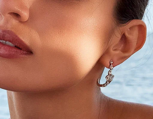 Diamond Hoop Earrings and Fine Necklaces in Contemporary Bridal Styling