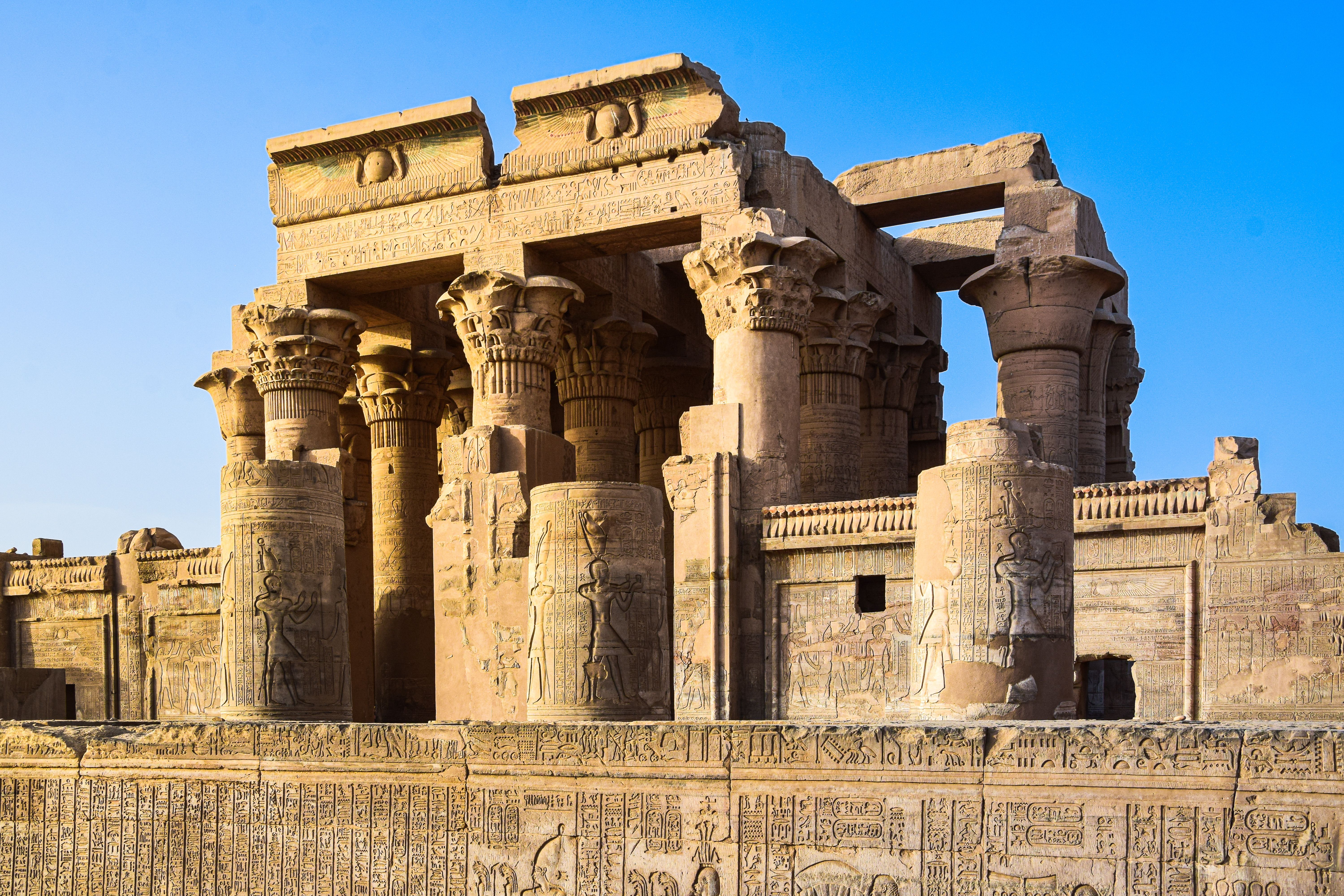 Ancient ruins of Kom Ombo Temple with intricate carvings